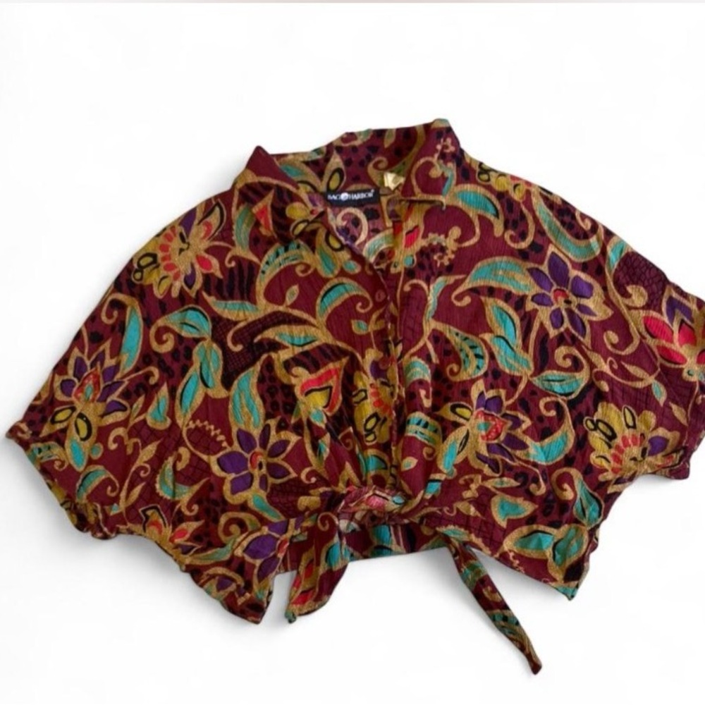 Sag Harbor Multicolor Floral Crop Top 90s Hobo Boho